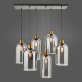 Alma 6 Light Bar Pendant Matt Black Smoked Glass dar Lighting